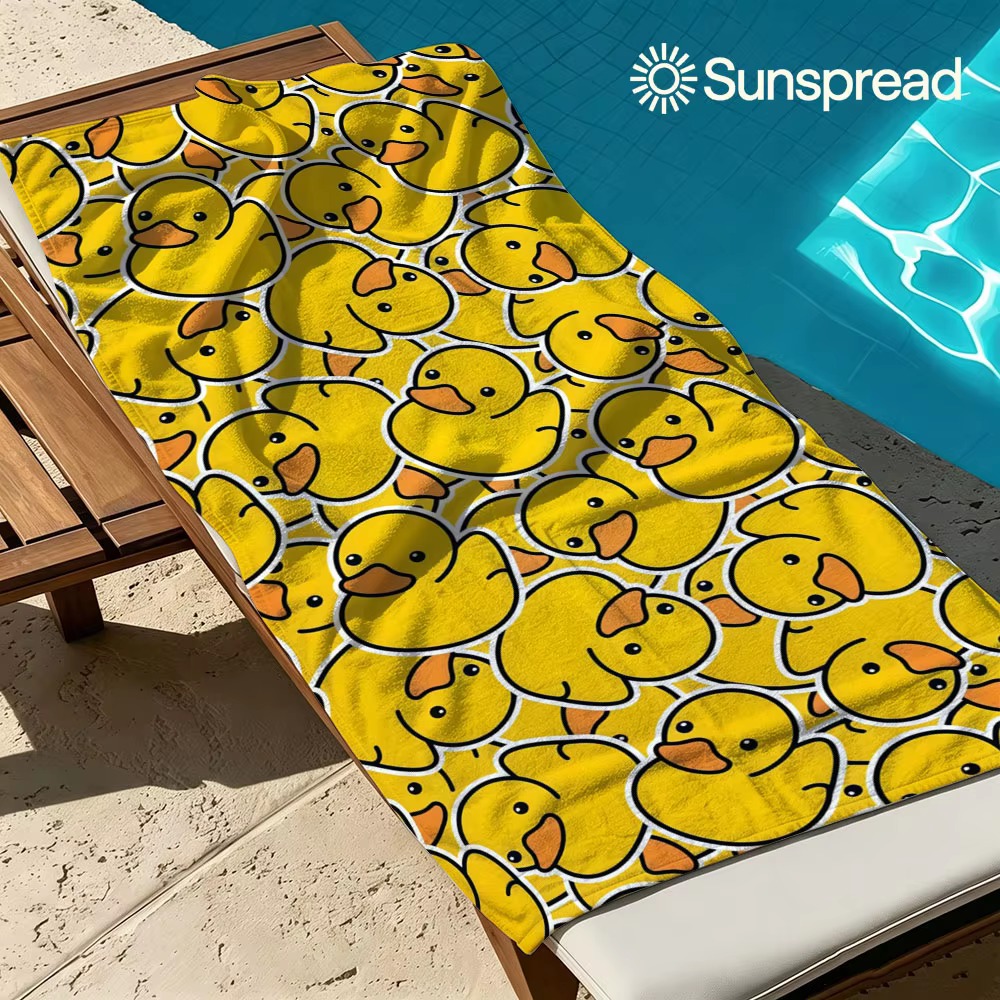 Camp Towel Microfiber - Quick Drying Yellow Rubber Duck Beach